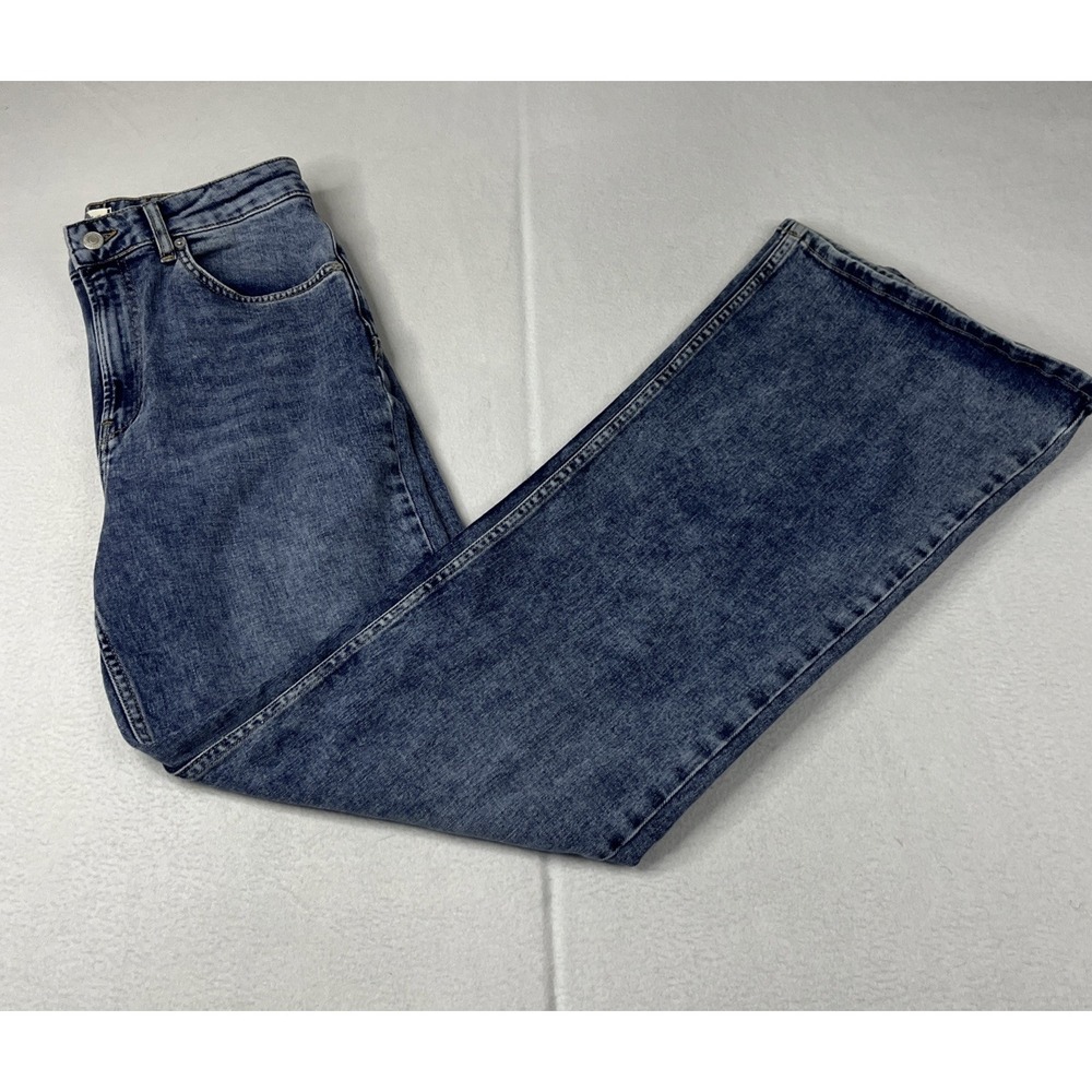 We The Free Sz 30x33 Retro Thunderbird Flare Jeans Electric Blue Lightning Bolt - Picture 3 of 10